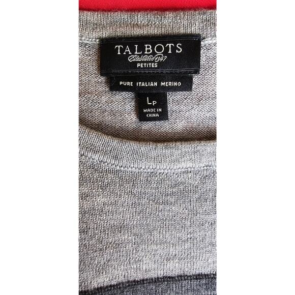 Talbots Bicolor Pure 100% Italian Merino Wool Pullover Sweater Women Sz L Petite - Picture 3 of 4